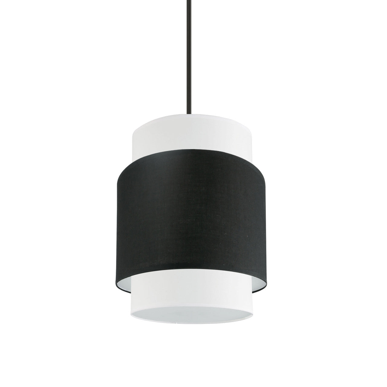 Dainolite 1 Light Incandescent Pendant, Matte Black with Black / White Shade PYA-141P-MB-BW