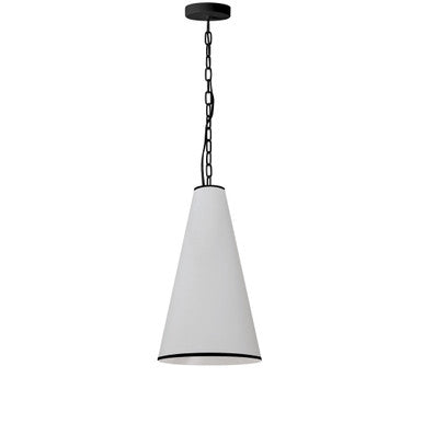 Dainolite 1 Light Incandescent Pendant, Matte Black with White Shade and Black Trim  PYM-S-MB-BW