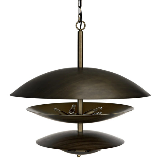 Noir Nora Chandelier in Aged Brass PZ010AB