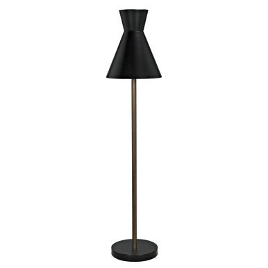 Noir Thinking Cap Floor Lamp in Matte Black and Aged Brass PZ021MTB