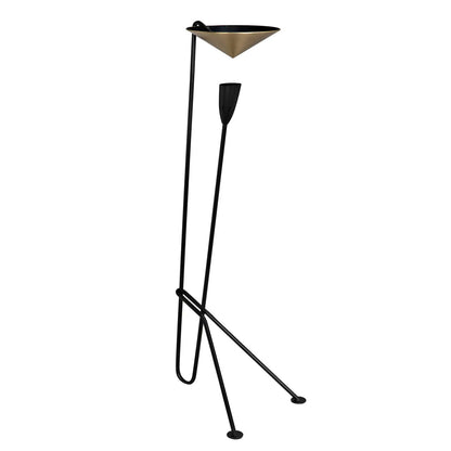 Noir Jetset Floor Lamp in Matte Black and Antique Brass PZ026MTB