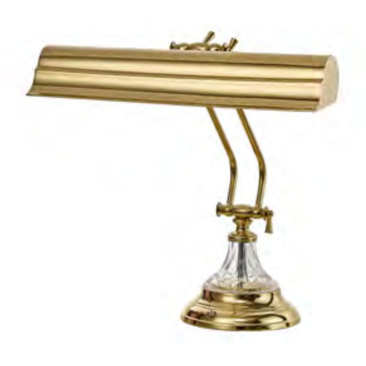 Lite Master Williston Piano or Desk Lamp in Polished Solid Brass with Crystal T5943PBC