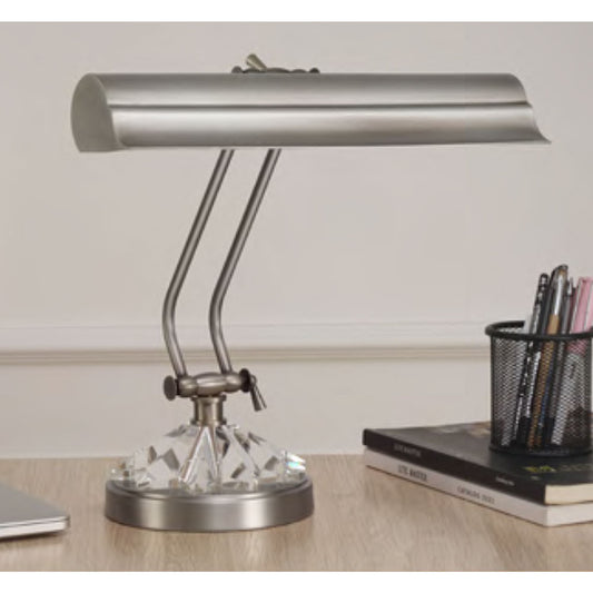 Lite Master Marietta Piano or Desk Lamp in Antique Nickel on Solid Brass with Crystal T5940ANC