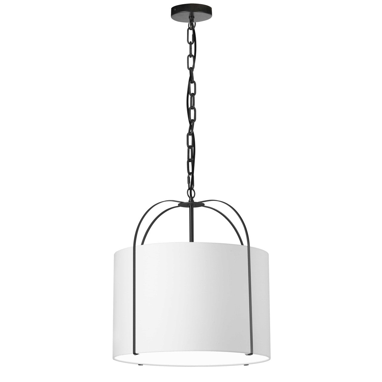 Dainolite 1 Light Incandescent Pendant Black with White Shade QCY-181P-BK-WH