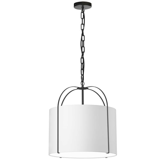 Dainolite 1 Light Incandescent Pendant Black with White Shade QCY-181P-BK-WH