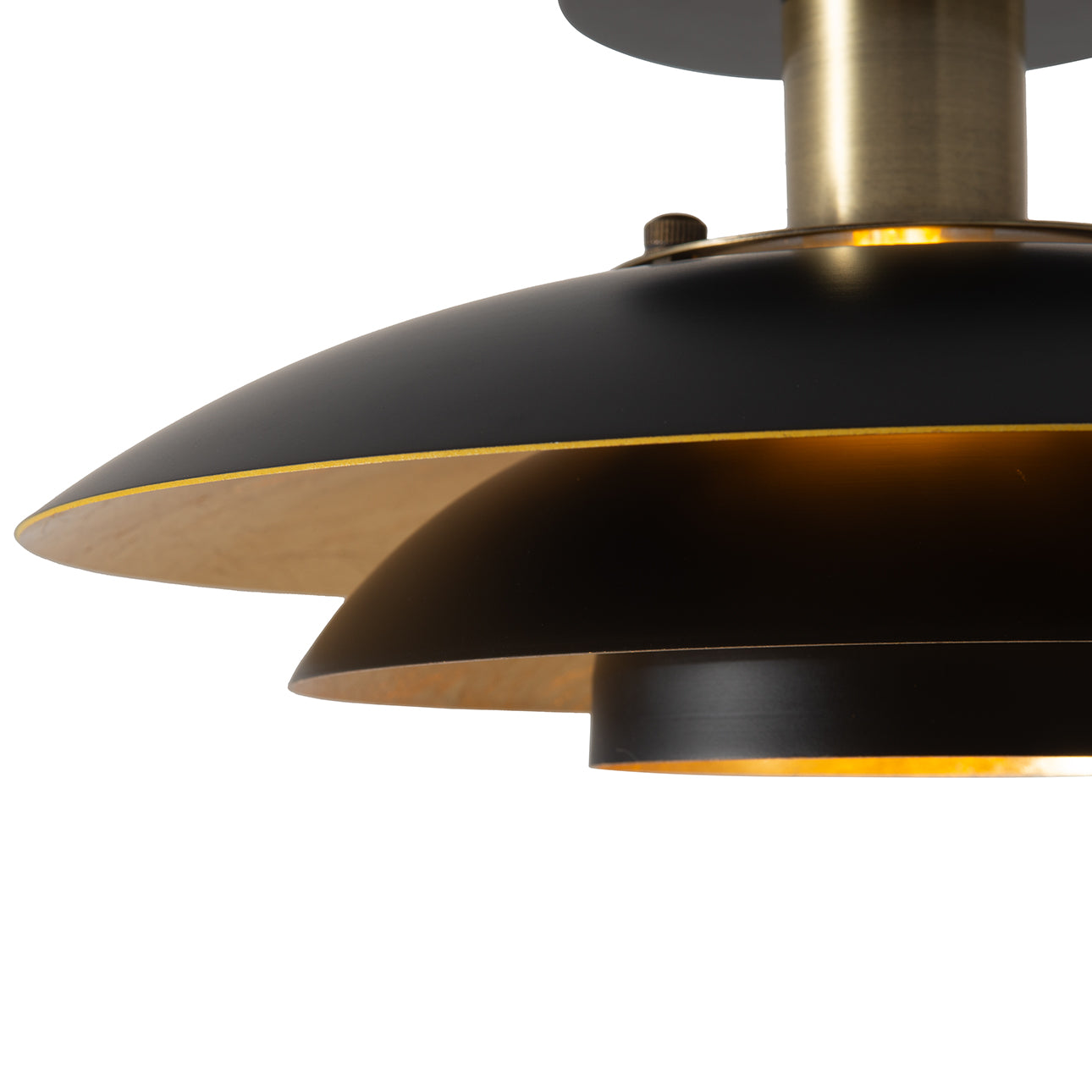 Nova of California Rancho Mirage Flush Mount Ceiling Light - Matte Black & Gold-Leaf Shade, Weathered Brass 3610824MB