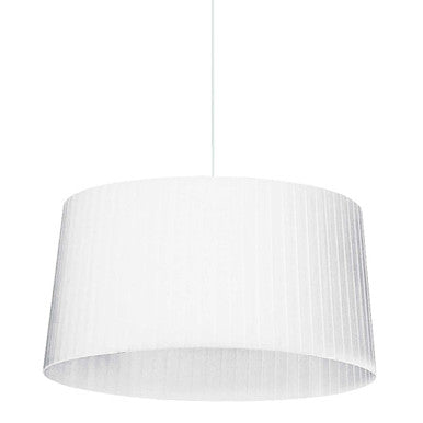 Dainolite 1 Light Incandescent Pendant, Matte White with a White Ribbon Shade RAM-241P-MW-WH