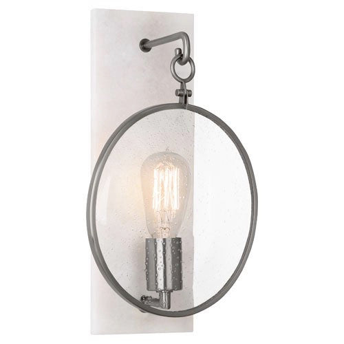 Robert Abbey Fineas Wall Sconce in Dark Antique Nickel Finish with Alabaster Stone Back Plate 1418