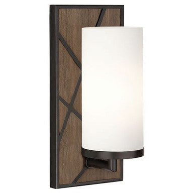 Robert Abbey  Michael Berman Bond Wall Sconce in Smoked Walnut Wood Finish with Deep Patina Bronze Accents 543W