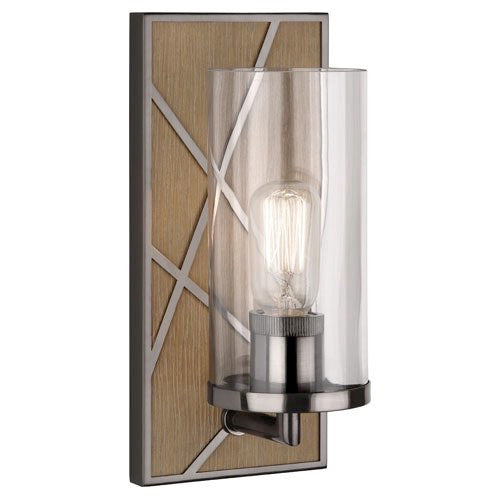 Robert Abbey Michael Berman Bond Wall Sconce in Driftwood Oak Wood Finish with Blackened Nickel Accents 553