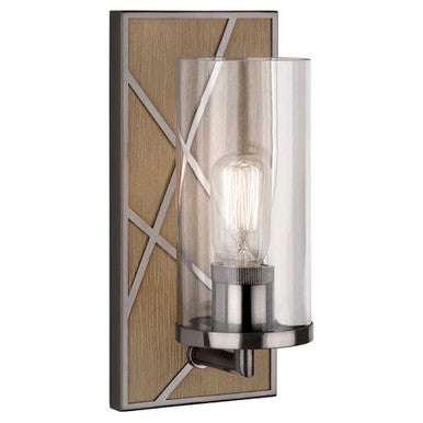 Robert Abbey  Michael Berman Bond Wall Sconce in Driftwood Oak Wood Finish with Blackened Nickel Accents 553