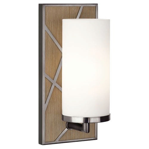 Robert Abbey Michael Berman Bond Wall Sconce in Driftwood Oak Wood Finish with Blackened Nickel Accents 553W