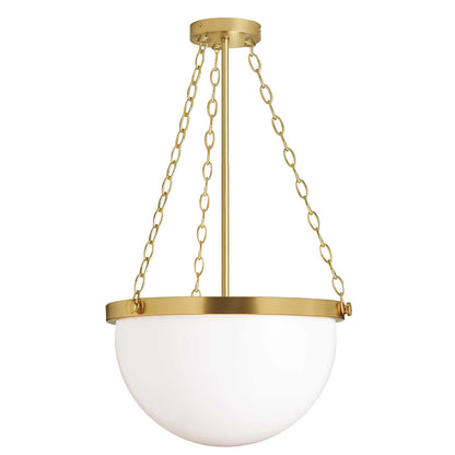 Dainolite 1 Light Incandescent Rhonda Pendant Aged Brass w/ White Glass RHO-151P-AGB