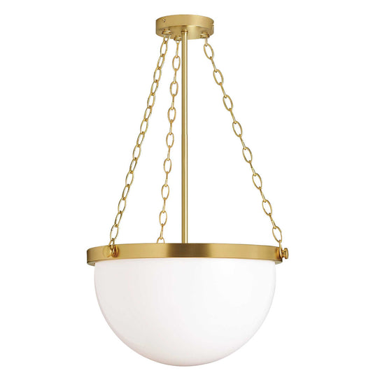 Dainolite 1 Light Incandescent Rhonda Pendant Aged Brass w/ White Glass RHO-151P-AGB