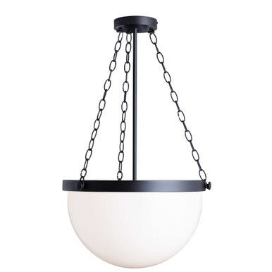 Dainolite 1 Light Incandescent Rhonda Pendant Matte Black w/ White Glass RHO-151P-MB