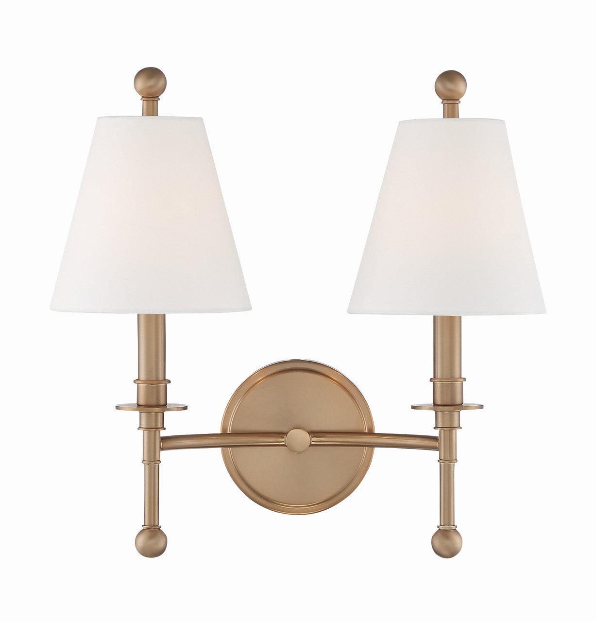 Crystorama Riverdale 2 Light Aged Brass Wall Mount RIV-383-AG