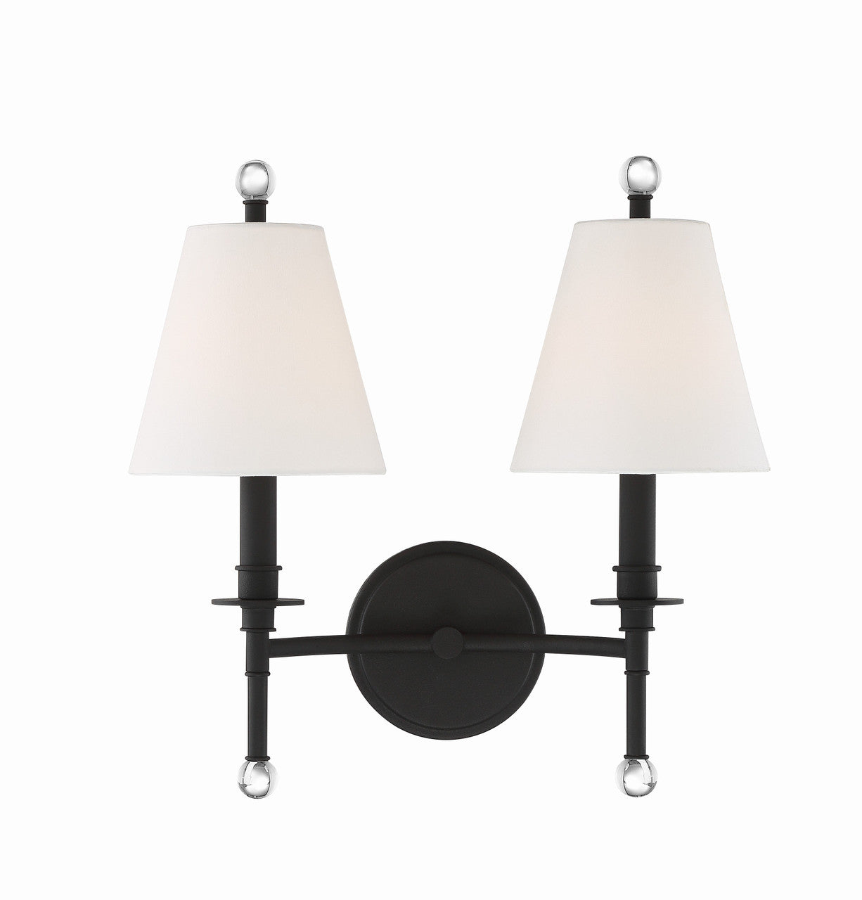 Crystorama Riverdale 2 Light Black Forged Wall Mount RIV-383-BF