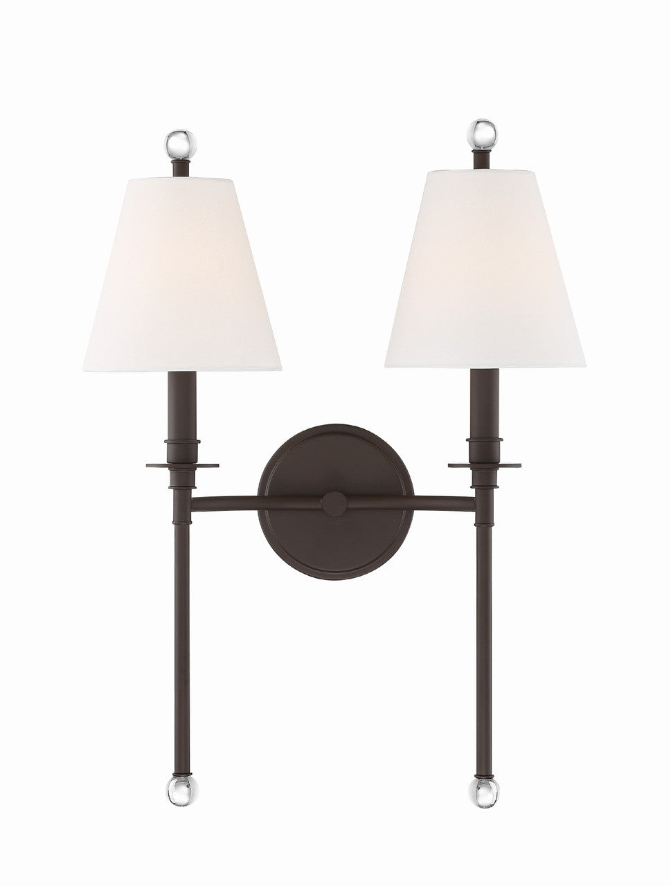 Crystorama Riverdale 2 Light Dark Bronze Wall Mount RIV-383-DB