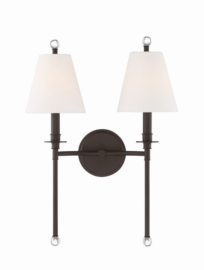 Crystorama Riverdale 2 Light Dark Bronze Wall Mount RIV-383-DB