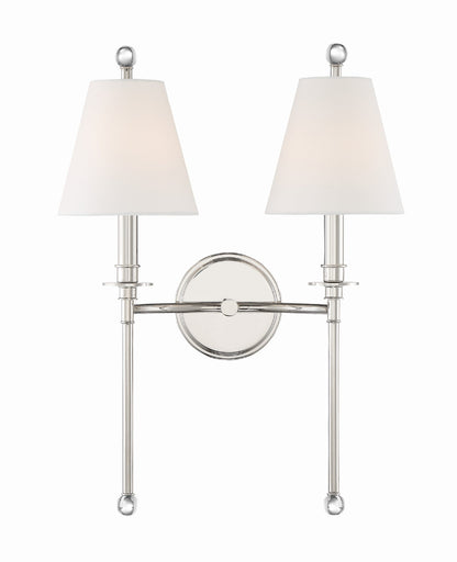 Crystorama Riverdale 2 Light Polished Nickel Wall Mount RIV-383-PN