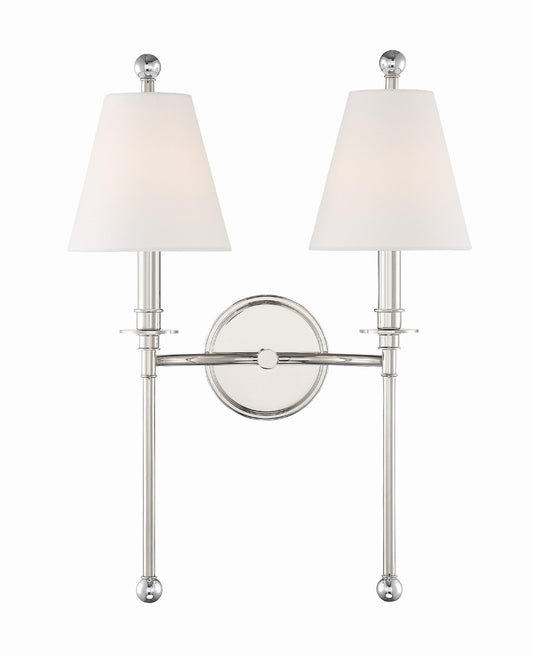 Crystorama Riverdale 2 Light Polished Nickel Wall Mount RIV-383-PN