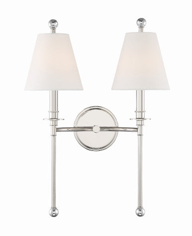 Crystorama Riverdale 2 Light Polished Nickel Wall Mount RIV-383-PN