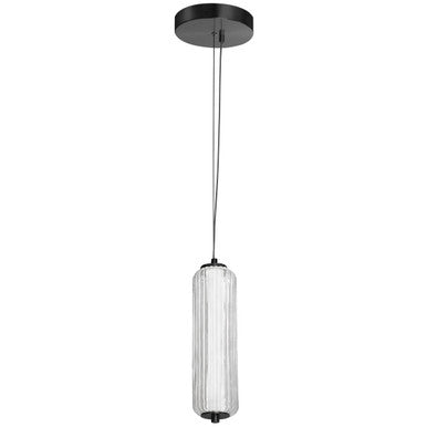 Dainolite 10W LED Pendant, Matte Black with Clear Fluted Glass RMA-1210LEDP-MB