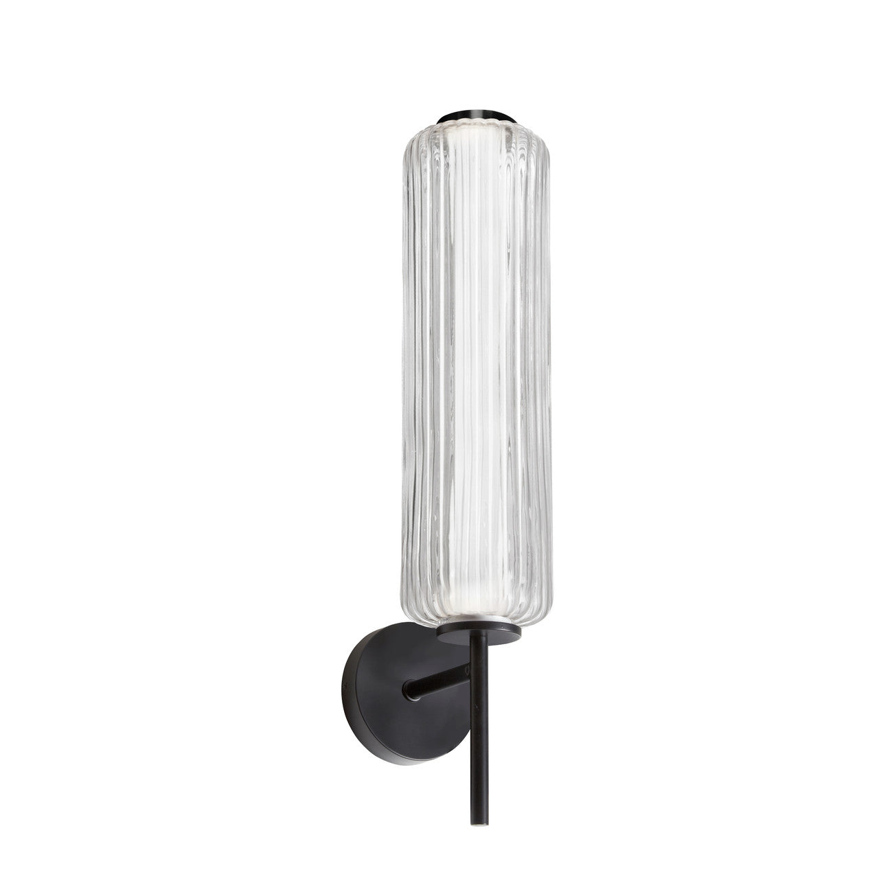 Dainolite 10W LED Wall Sconce, Matte Black with Clear Fluted Glass RMA-1710LEDW-MB