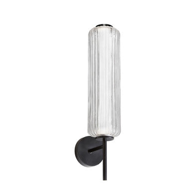 Dainolite 10W LED Wall Sconce, Matte Black with Clear Fluted Glass RMA-1710LEDW-MB