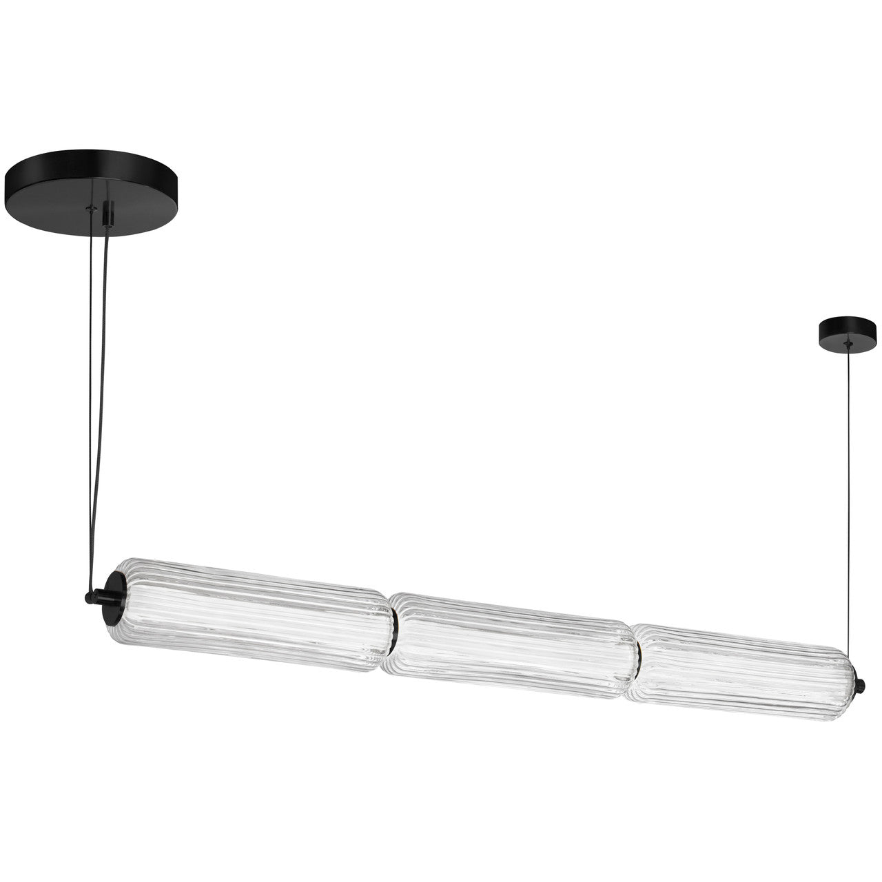 Dainolite 30W LED Horizontal Pendant, Matte Black with Clear Fluted Glass RMA-3830LEDHP-MB