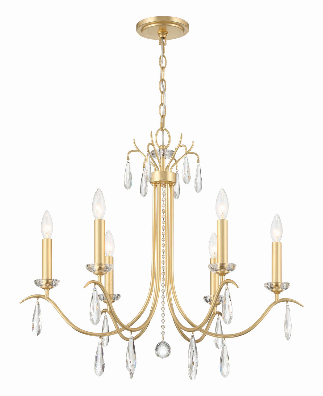 Crystorama Rollins 6 Light Antique Gold Chandelier ROL-18816-GA