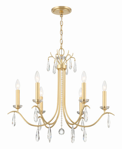 Crystorama Rollins 6 Light Antique Gold Chandelier ROL-18816-GA