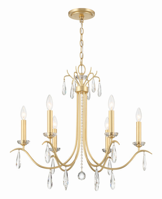 Crystorama Rollins 6 Light Antique Gold Chandelier ROL-18816-GA