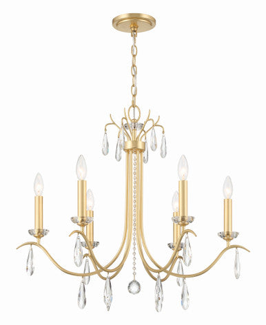 Crystorama Rollins 6 Light Antique Gold Chandelier ROL-18816-GA