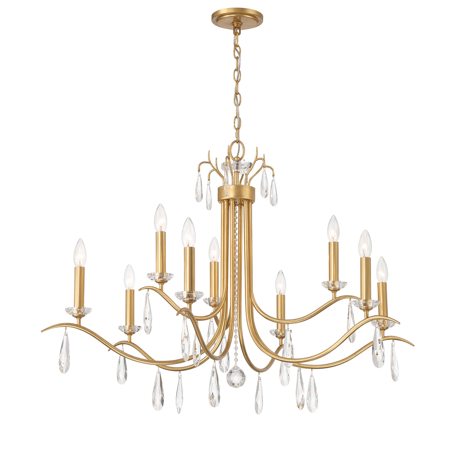 Crystorama Rollins 9 Light Antique Gold Chandelier ROL-18819-GA