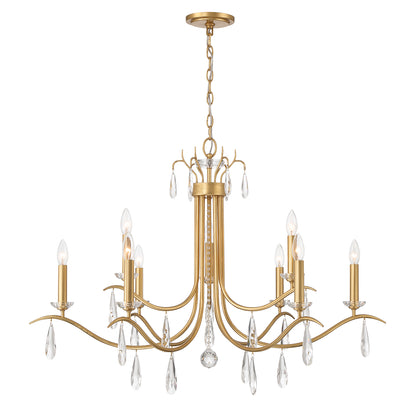 Crystorama Rollins 9 Light Antique Gold Chandelier ROL-18819-GA