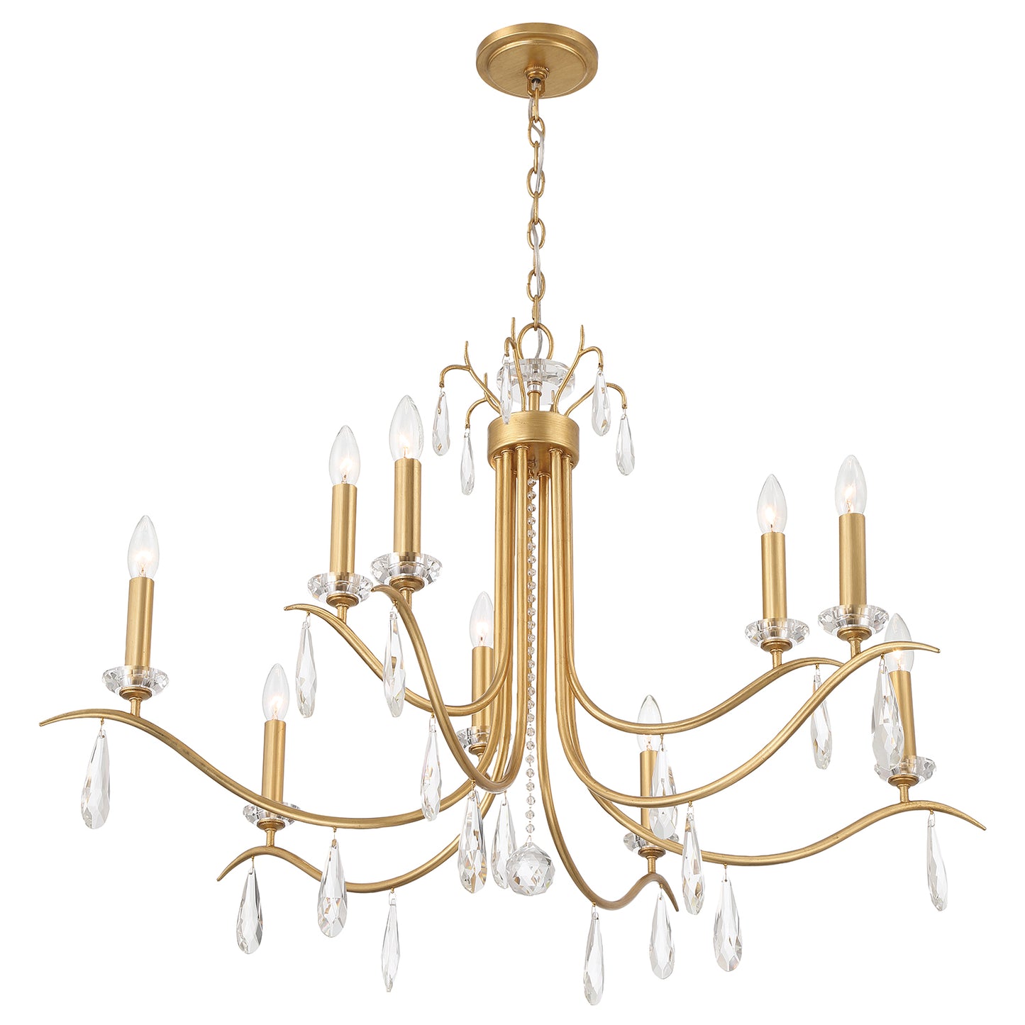 Crystorama Rollins 9 Light Antique Gold Chandelier ROL-18819-GA