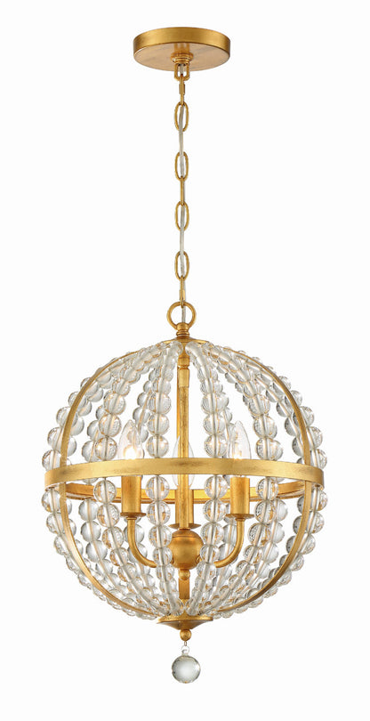 Crystorama Roxy 3 Light Antique Gold Chandelier ROX-A9003-GA