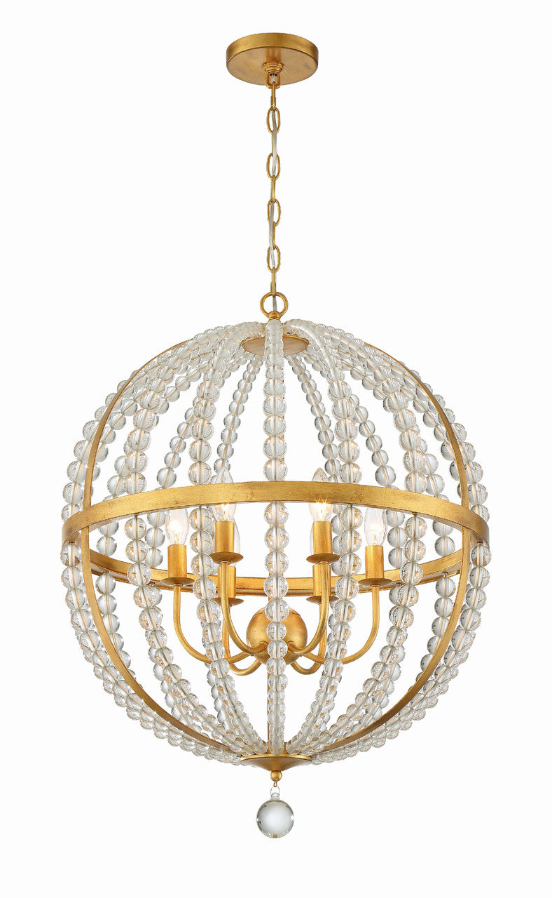 Crystorama Roxy 6 Light Antique Gold Chandelier ROX-A9006-GA