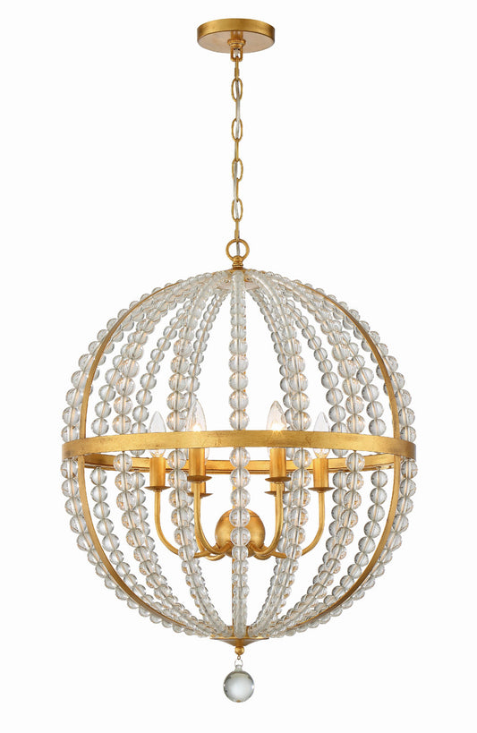 Crystorama Roxy 6 Light Antique Gold Chandelier ROX-A9006-GA