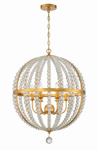 Crystorama Roxy 6 Light Antique Gold Chandelier ROX-A9006-GA