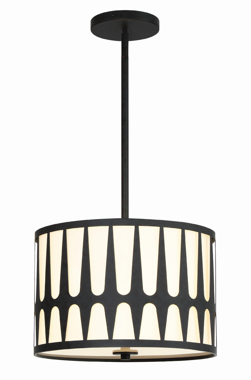 Crystorama Royston 3 Light Black Pendant ROY-803-BK