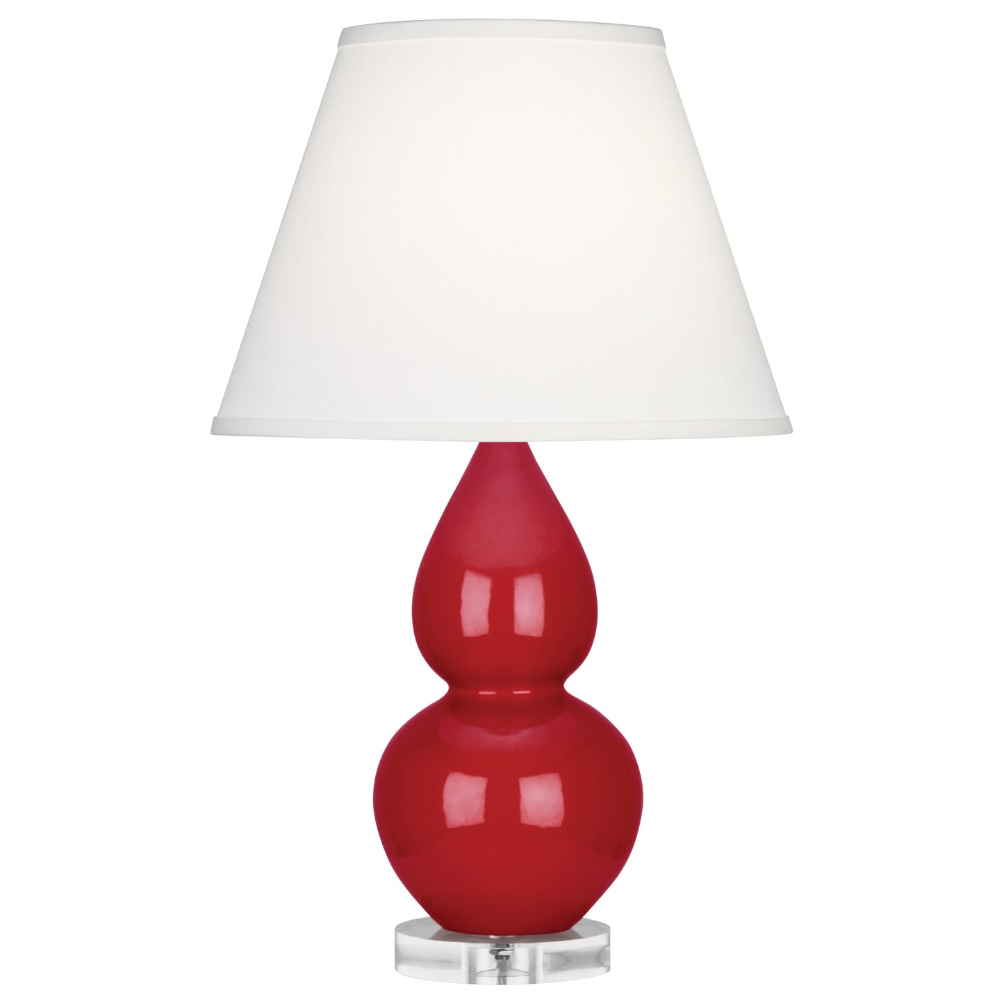 Robert Abbey  Ruby Red Small Double Gourd Accent Lamp in Ruby Red Glazed Ceramic with Lucite Base RR13X