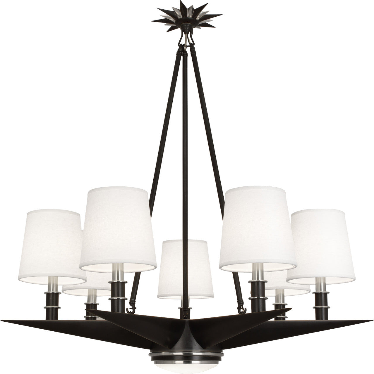 Robert Abbey Cosmos Chandelier in Deep Patina Bronze Finish with Antique Silver Accents and Frosted Glass Diffuser S1018