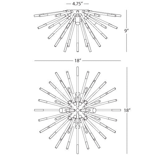 Robert Abbey Andromeda Wall Sconce in Polished Nickel Finish with Clear Acrylic Rods S167