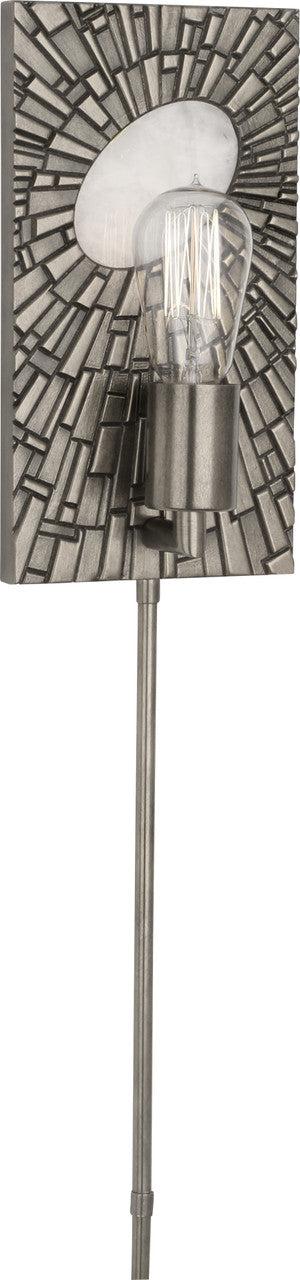 Robert Abbey Goliath Wall Sconce in Antiqued Polished Nickel with White Rock Crystal Accent S418