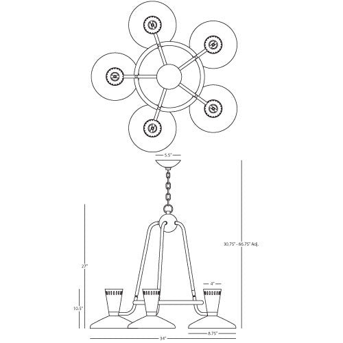 Robert Abbey Vortex Chandelier in Polished Nickel Finish S568