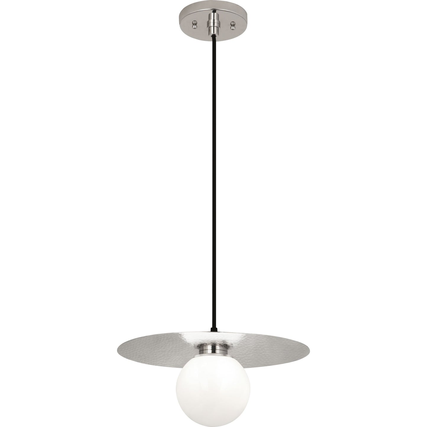 Robert Abbey  Dal Pendant in Polished Nickel Finish with White Glass Shade S9876