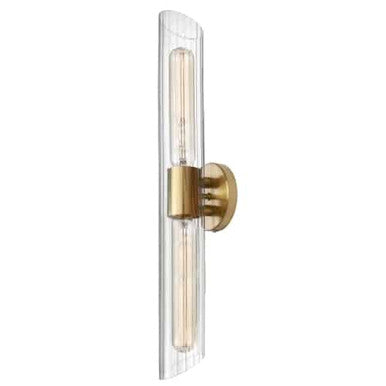 Dainolite 2 Light Aged Brass Vanity w/ Clear Fluted Glass  SAM-252W-AGB