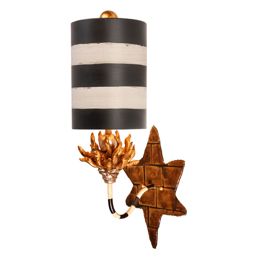 Lucas McKearn Audubon Sconce Made with Black and White Striped Shade Wall Fixture